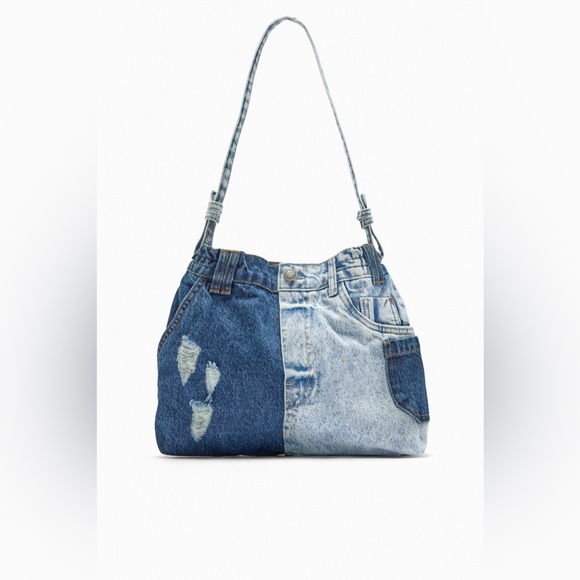 Zara Handbags - ZARA PATCHWORK DENIM BUCKET BAG